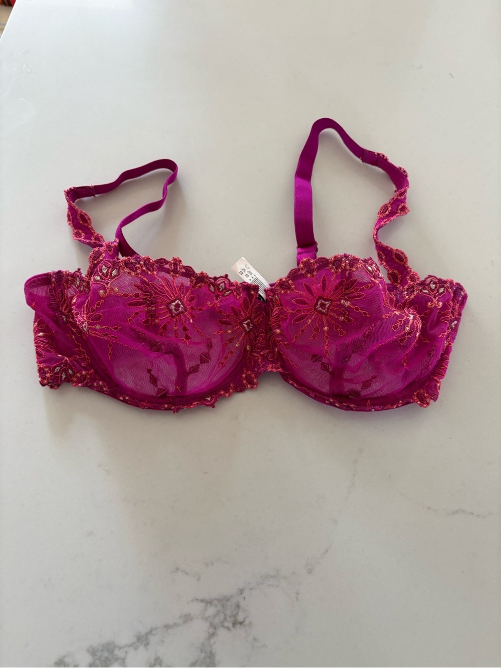 Chantelle Magenta Sheer Embroidered Balconette Bra